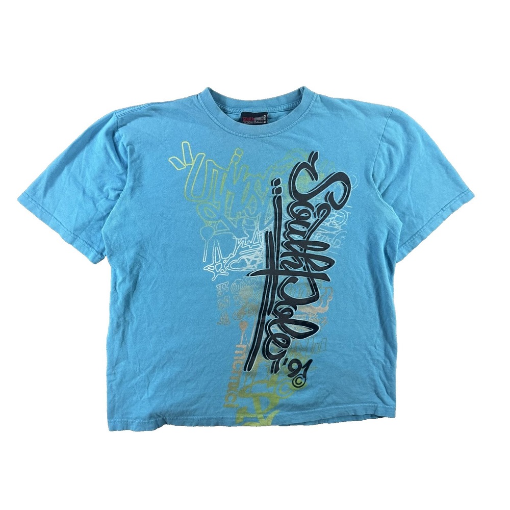 Southpole Shirt Mens Large Blue Vertical Logo Graphic Streetwear Casual Tee
